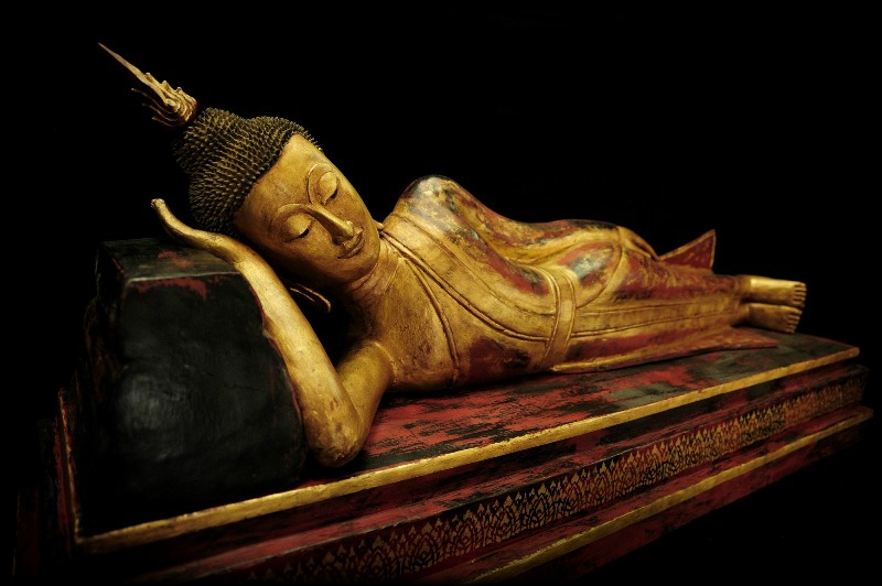 Extremely Rare 19C Wood Thai Lanna Buddha #BB459